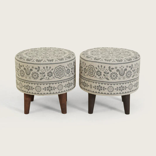 ELWEN SET OF 2 OTTOMAN-GREY