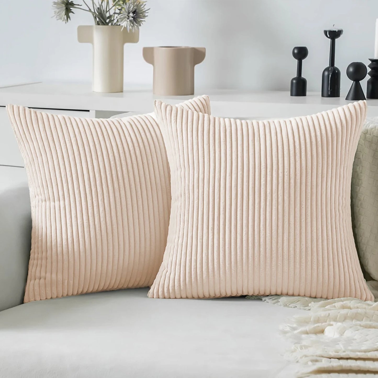 Corduroy Rib Filled Cushion- Set Of 2