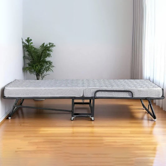 Foldable Roll-Away Bed with Mattress – Space-Saving Comfort