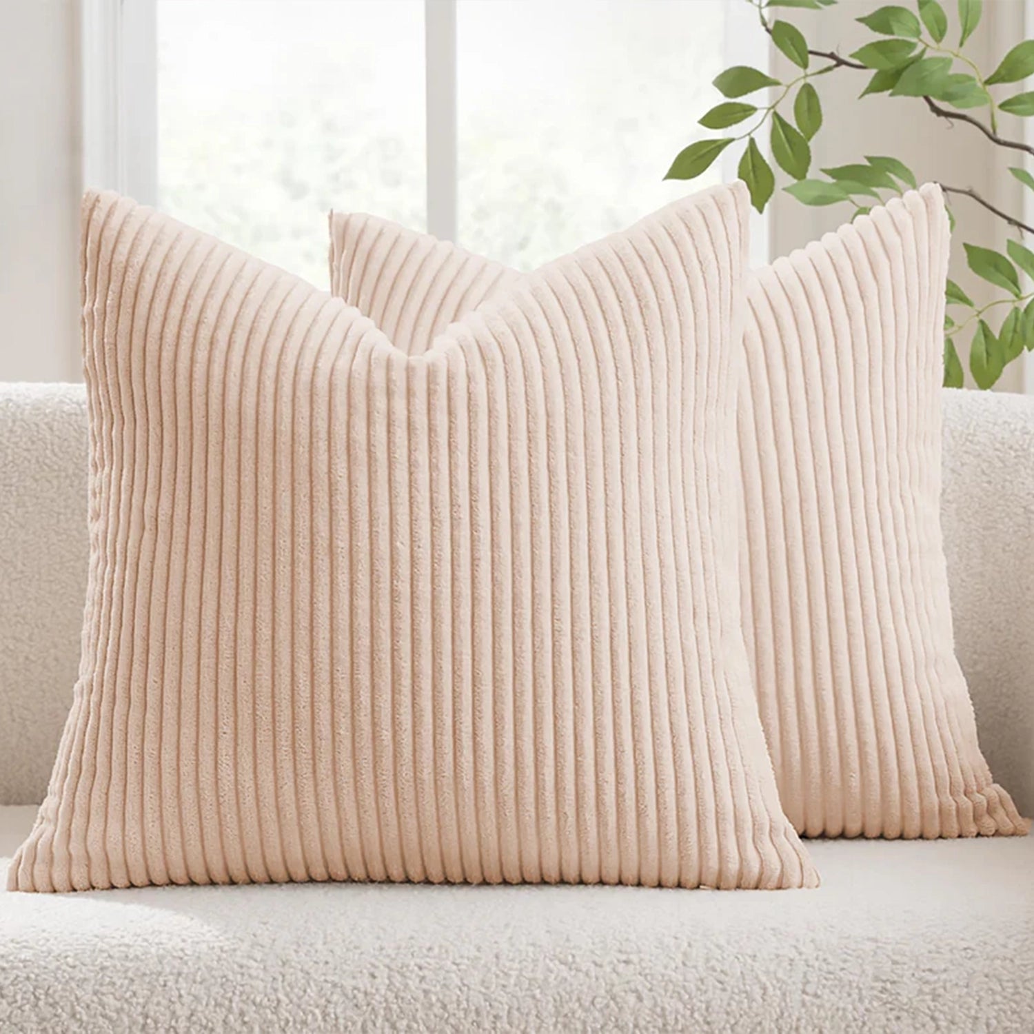 Corduroy Rib Filled Cushion- Set Of 2