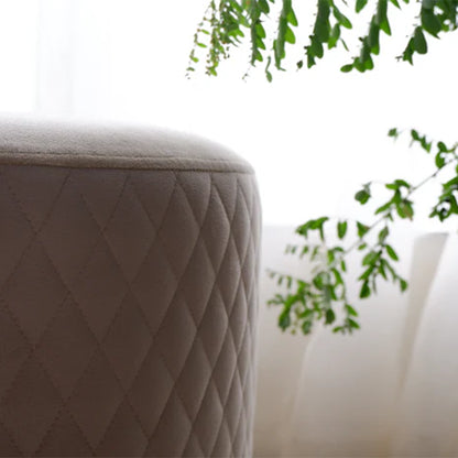 Regal Ottoman – Luxury Polyester Upholstered Ottoman with Designer Metal Base