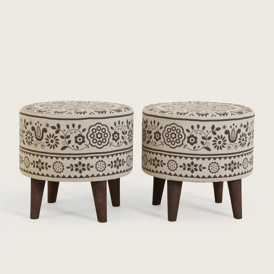 ELWEN SET OF 2 OTTOMAN-BROWN