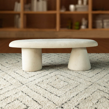 Nova Oval Bench – Curved Perfection in Luxe Fabric