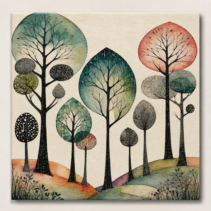 Abstract Woodland Canvas Wall Art-Set of 2
