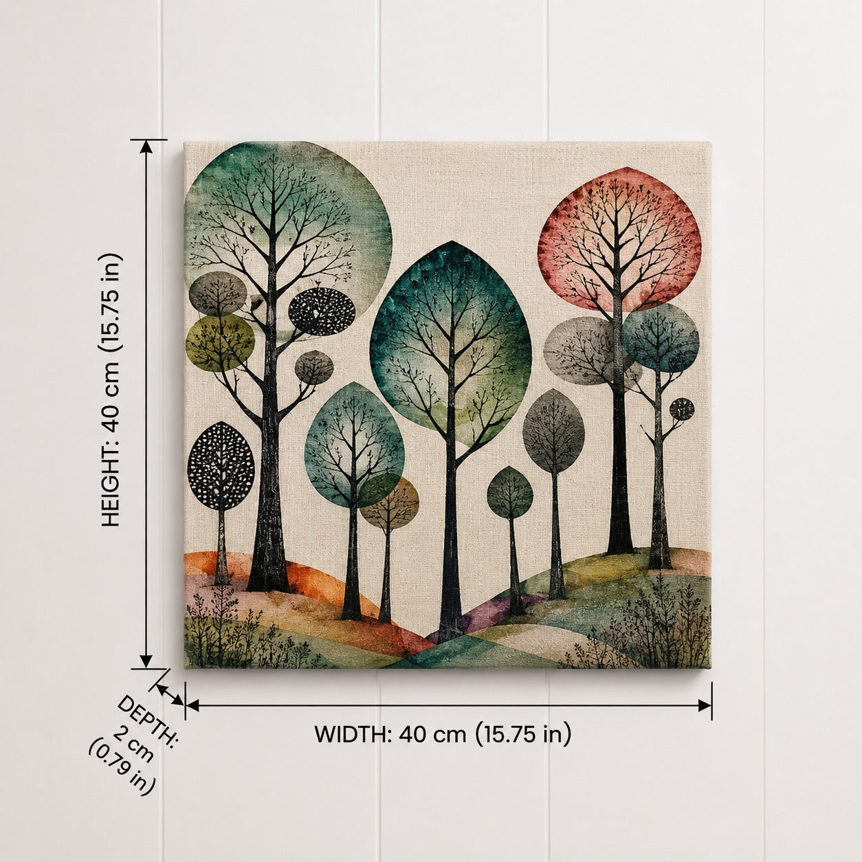 Abstract Woodland Canvas Wall Art-Set of 2