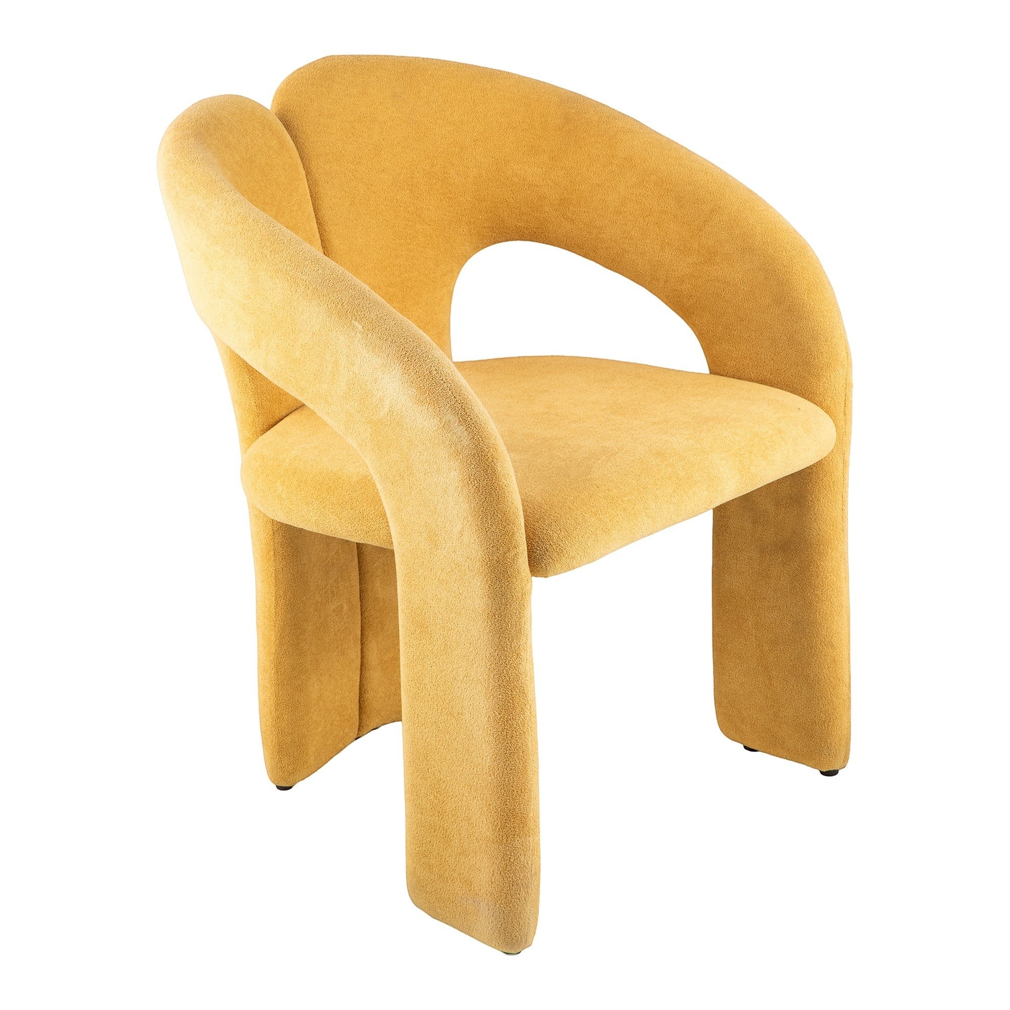 Casa Verve Furniture mustard yellow corduroy lounge chair with modern, sculptural design and ergonomic curves.