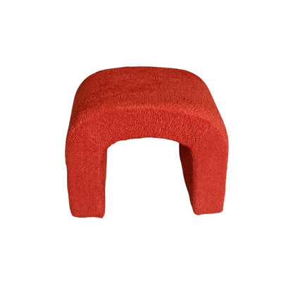 Casa Verve Furniture Velora red bouclé nesting stool with a sculptural curved design and soft textured upholstery.