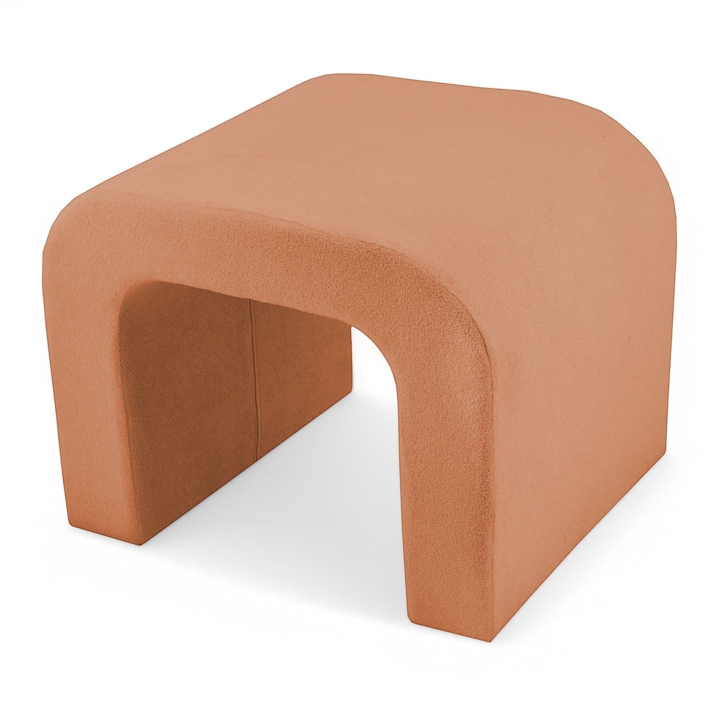 Casa Verve Furniture terracotta orange polyester arch ottoman with modern architectural design.