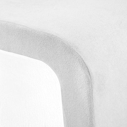 Casa Verve Furniture white ultra-soft polyester ottoman with modern arch silhouette.