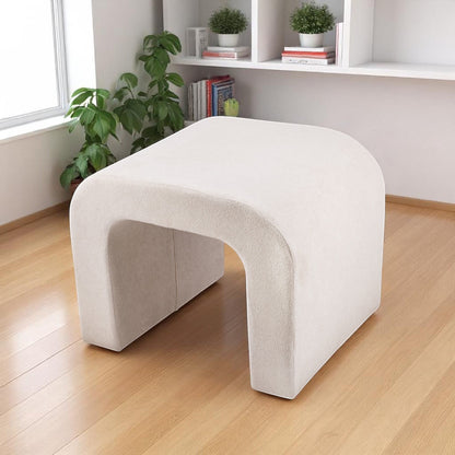 Casaverve Furniture cream ultra-soft polyester ottoman with arch silhouette, modern accent stool.