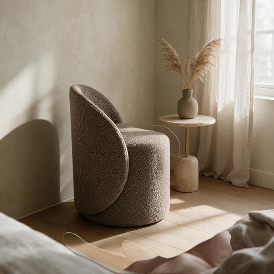 Prisma Bouclé Accent Chair in Beige – lifestyle