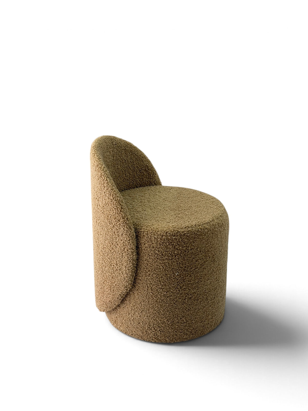 Prisma bouclé accent chair in camel on a white background