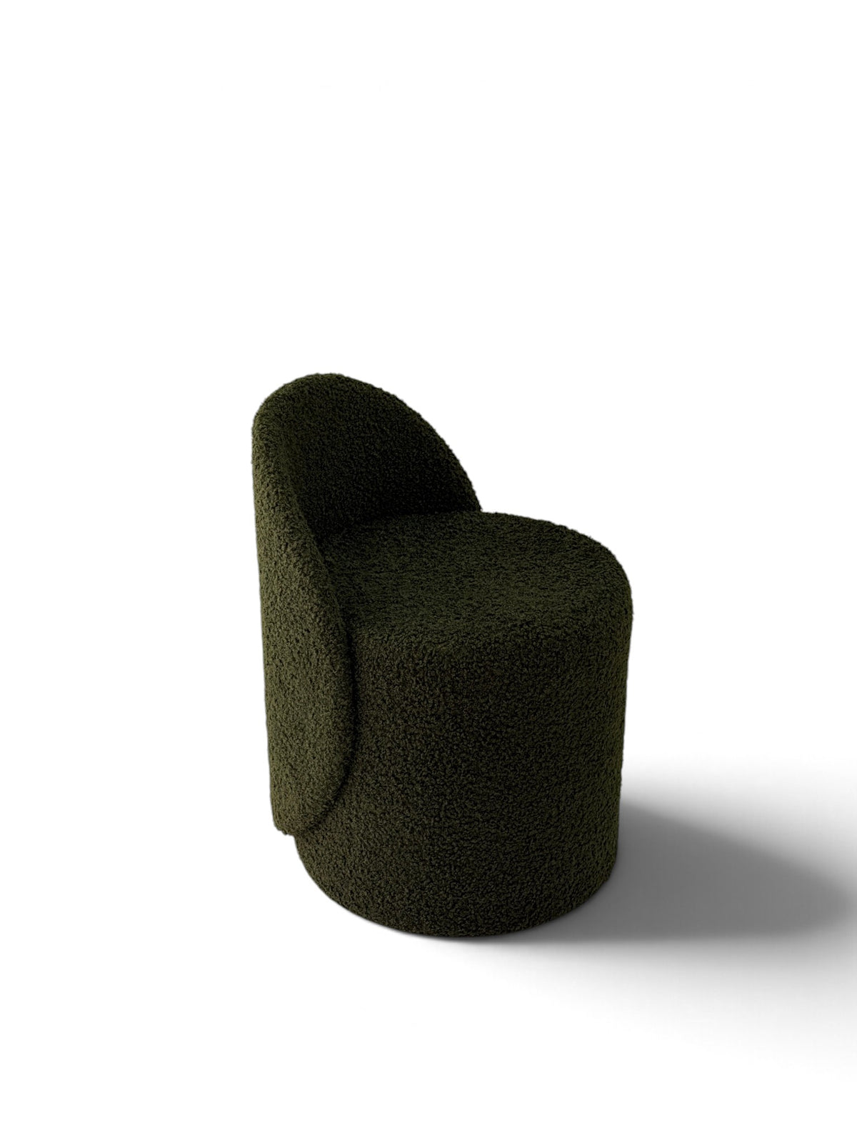 Prisma bouclé accent chair in olive on a white background