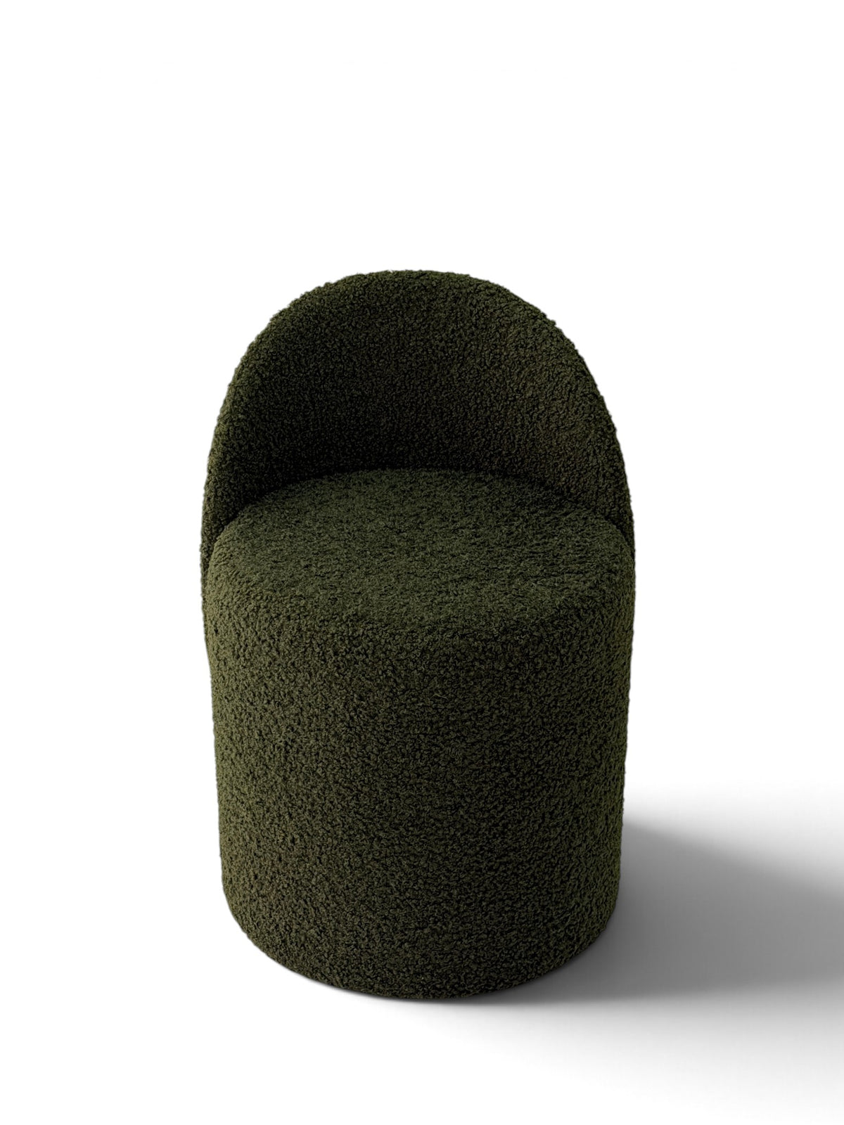 Prisma bouclé accent chair in olive on a white background