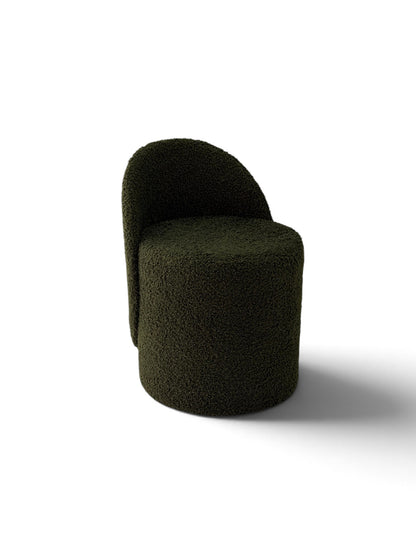 Prisma bouclé accent chair in olive on a white background