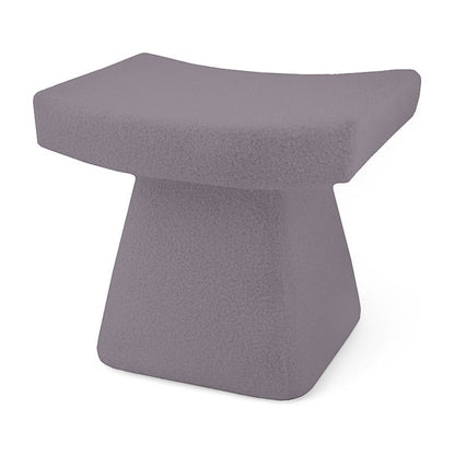Casa Verve Furniture Soho grey bouclé ottoman with sculptural silhouette and plush cushioning.